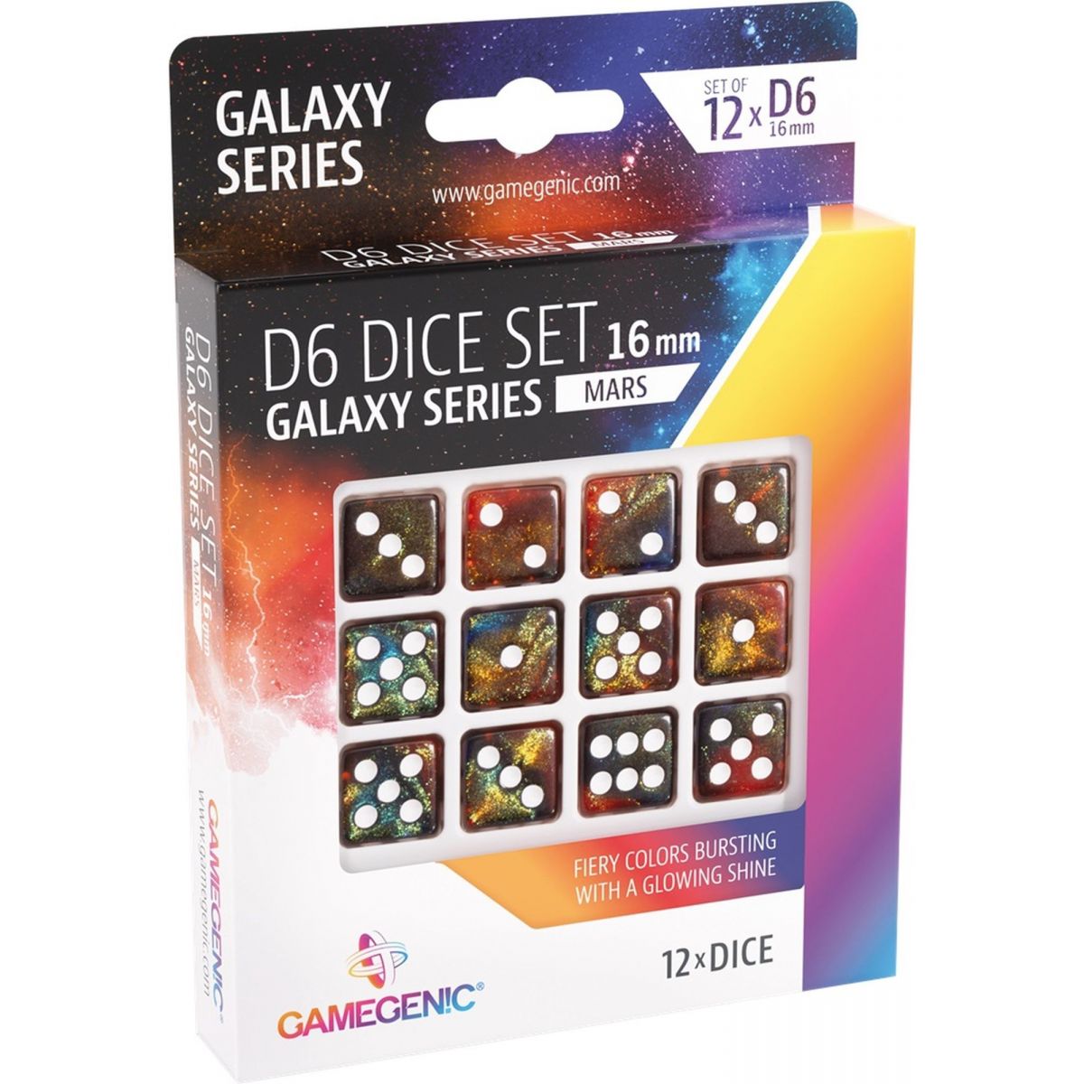 Item Gamegenic - Dice - Galaxy Series - Mars - Set of 12 Dice of 6 - 16mm