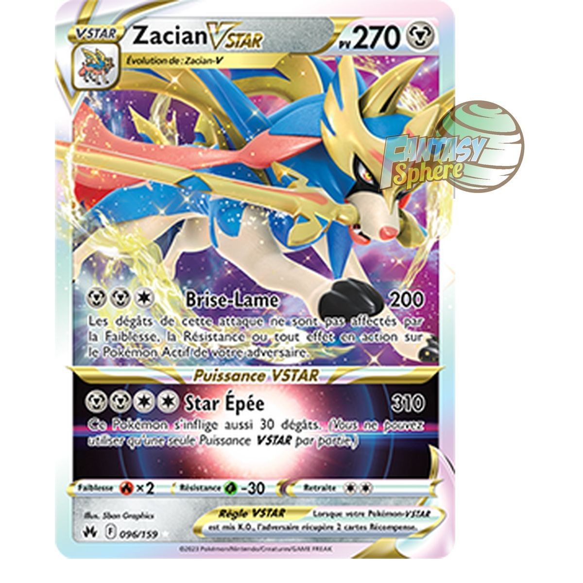 Zacian VSTAR - Full Art Ultra Rare 96/159 - Sword and Shield 12.5 Zenith Supreme