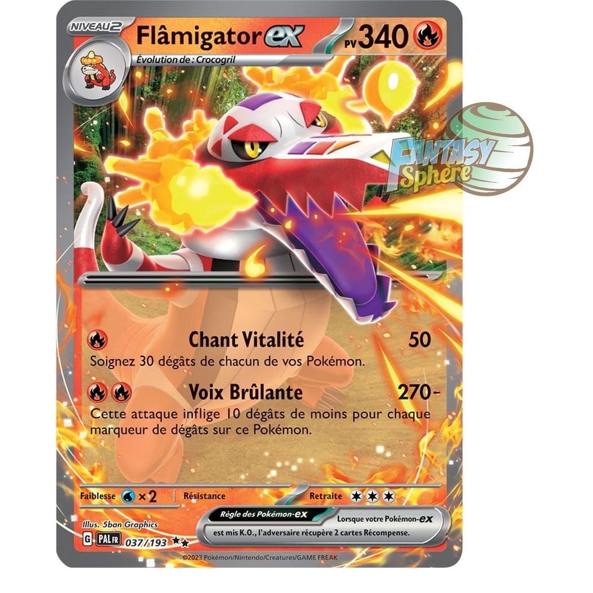 Flâmigator EX - Double Rare 37/193 - Scarlet and Violet Evolution in Paldea