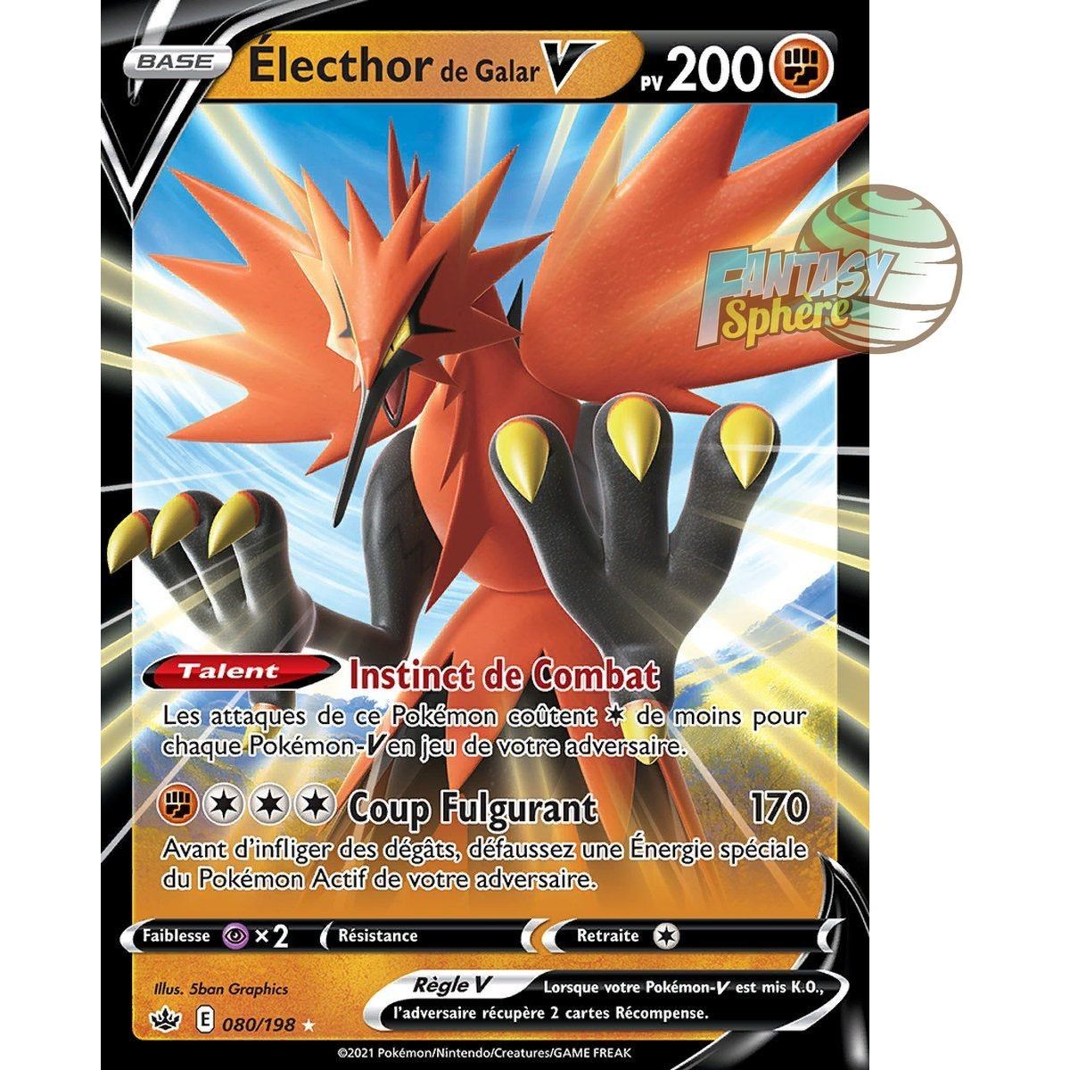 Galarian Zapdos V - Ultra Rare 80/198 - Sword and Shield 6 Reign of Ice