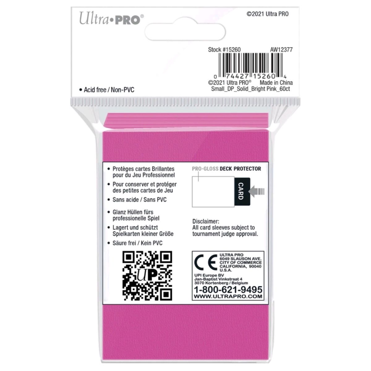 60 Card Sleeves - Small - Bright Pink - PRO-Gloss Ultra Pro