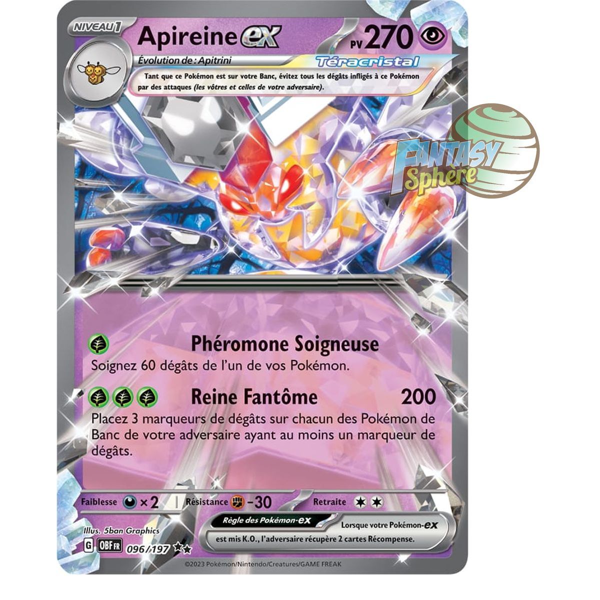 Apireine EX - Double Rare 96/197 - Scarlet and Violet Obsidian Flames