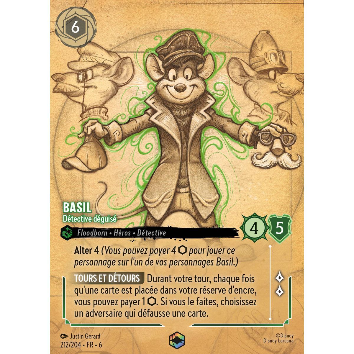 Item Basil, Detective in Disguise - 212/204 - AZS - The Azurite Sea - Enchanted - French