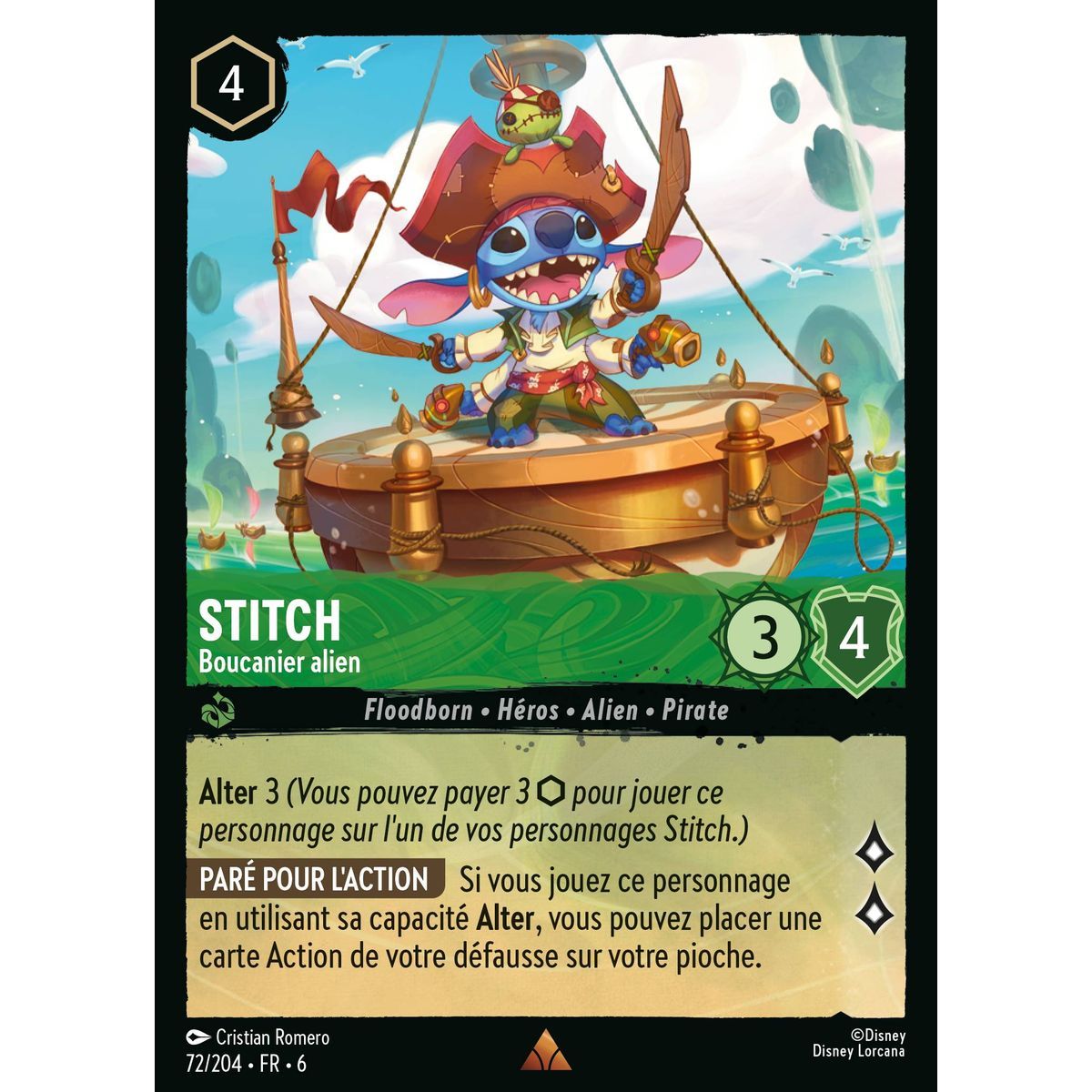 Stitch, Alien Buccaneer - 72/204 - AZS - The Azurite Sea - Brilliant - Premium - French