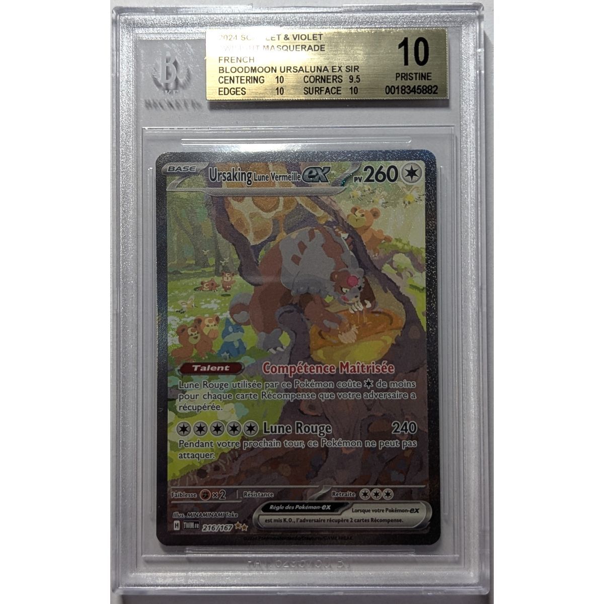 [BGS 10 - Pristine] - Graded Card - Ursaking Moon Wonder EX SAR 216/167 - S&V Twilight Masquerade - 2025 - Pokémon - French