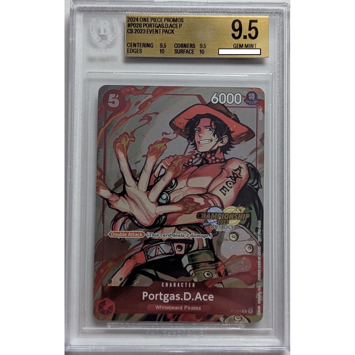 [BGS 9.5 - Gem Mint] - Graded Card - Portgas D. Ace P-028 - CS 2023 Event Pack - 2024 - One Piece - English
