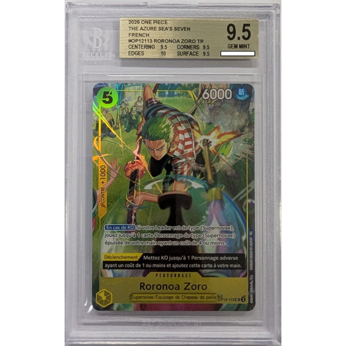 [BGS 9.5 - Gem Mint] - Graded Card - Roronoa Zoro (Treasure Rare) - OP14 The Azure Sea's Seven - 2026 - One Piece - French