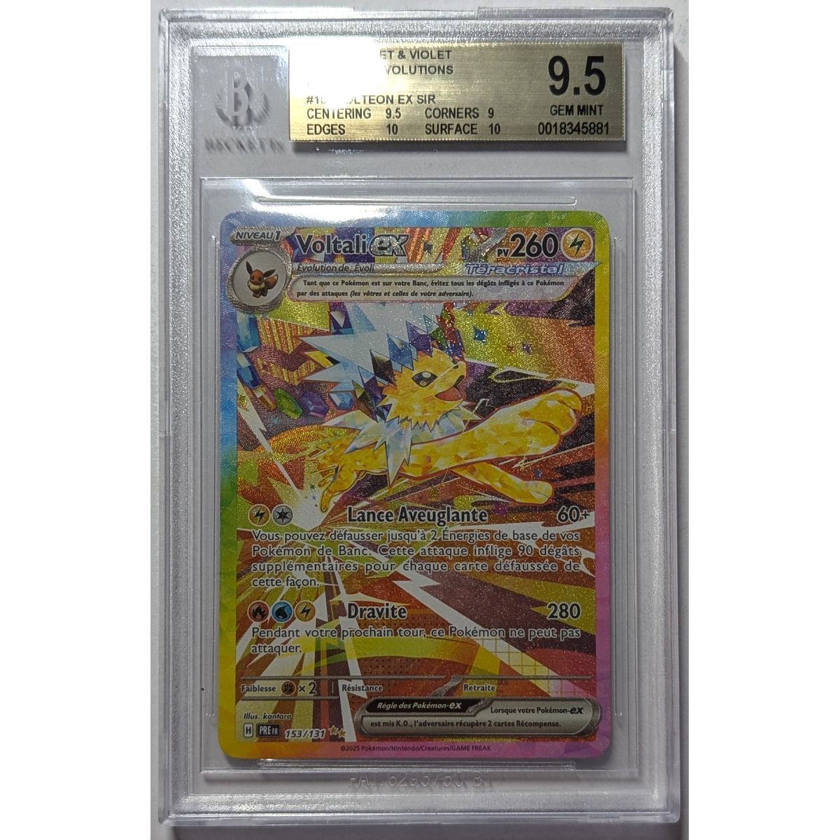 [BGS 9.5 - Gem Mint] - Graded Card - Jolteon EX SAR 153/131 - S&V Prismatic Evolution - 2025 - Pokémon - French