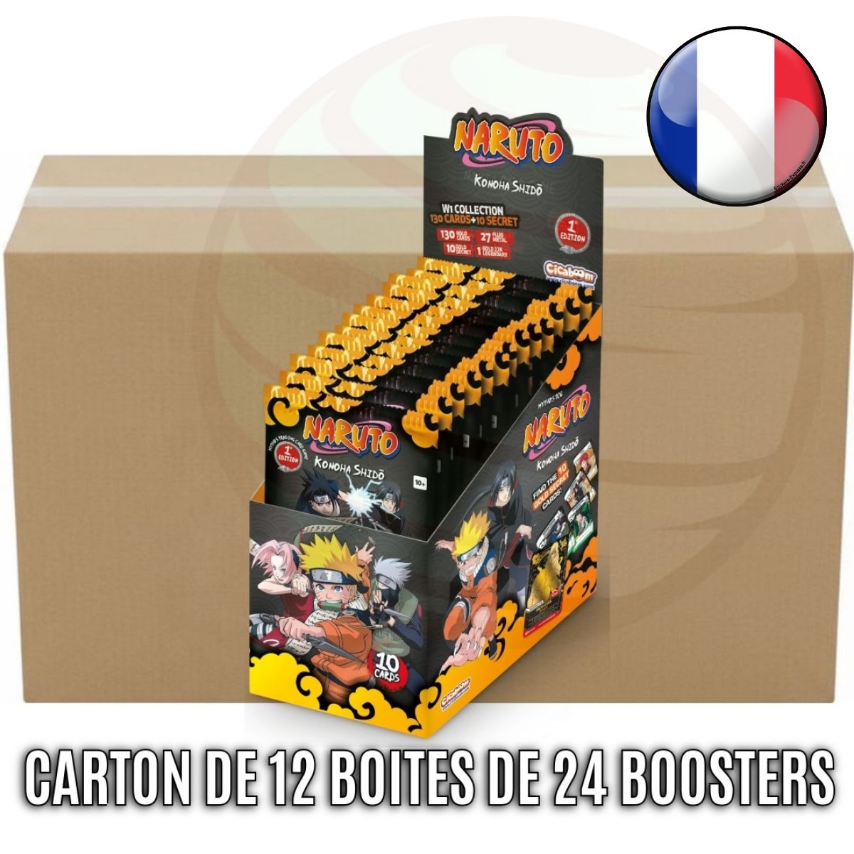 Carton of 12 boxes of 24 booster packs - Konoha Shido - Naruto Mythos TCG - 1st Edition - FR