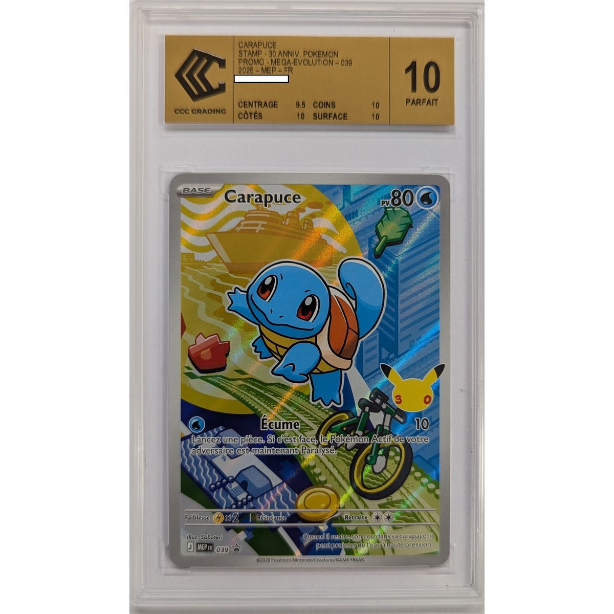[CCC 10 - Perfect] - Graded Card - Squirtle MEP 039 - Promo - 2026 - Pokémon - French