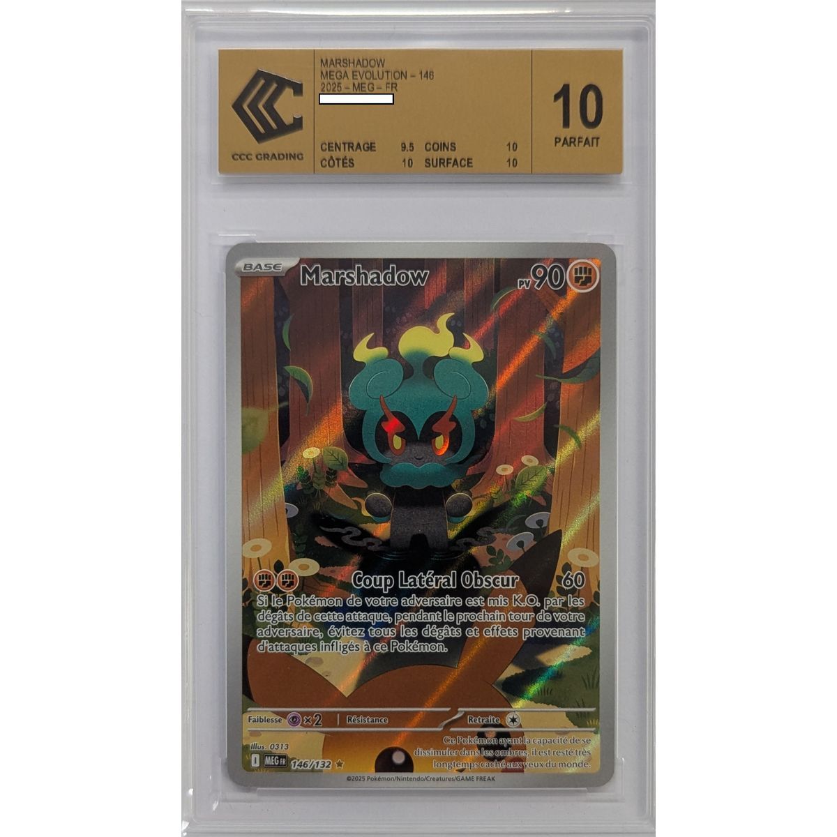 [CCC 10 - Perfect] - Graded Card - Marshadow 146/132 - Mega Evolution - 2025 - Pokémon - French
