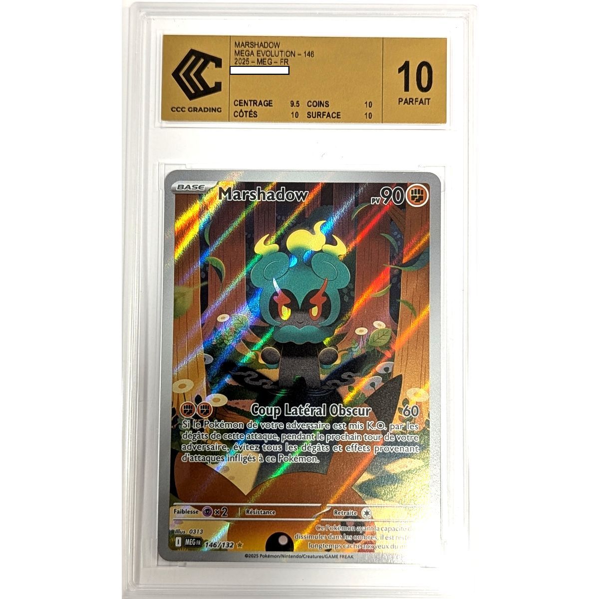 [CCC 10 - Perfect] - Graded Card - Marshadow 146/132 - Mega Evolution - 2025 - Pokémon - French