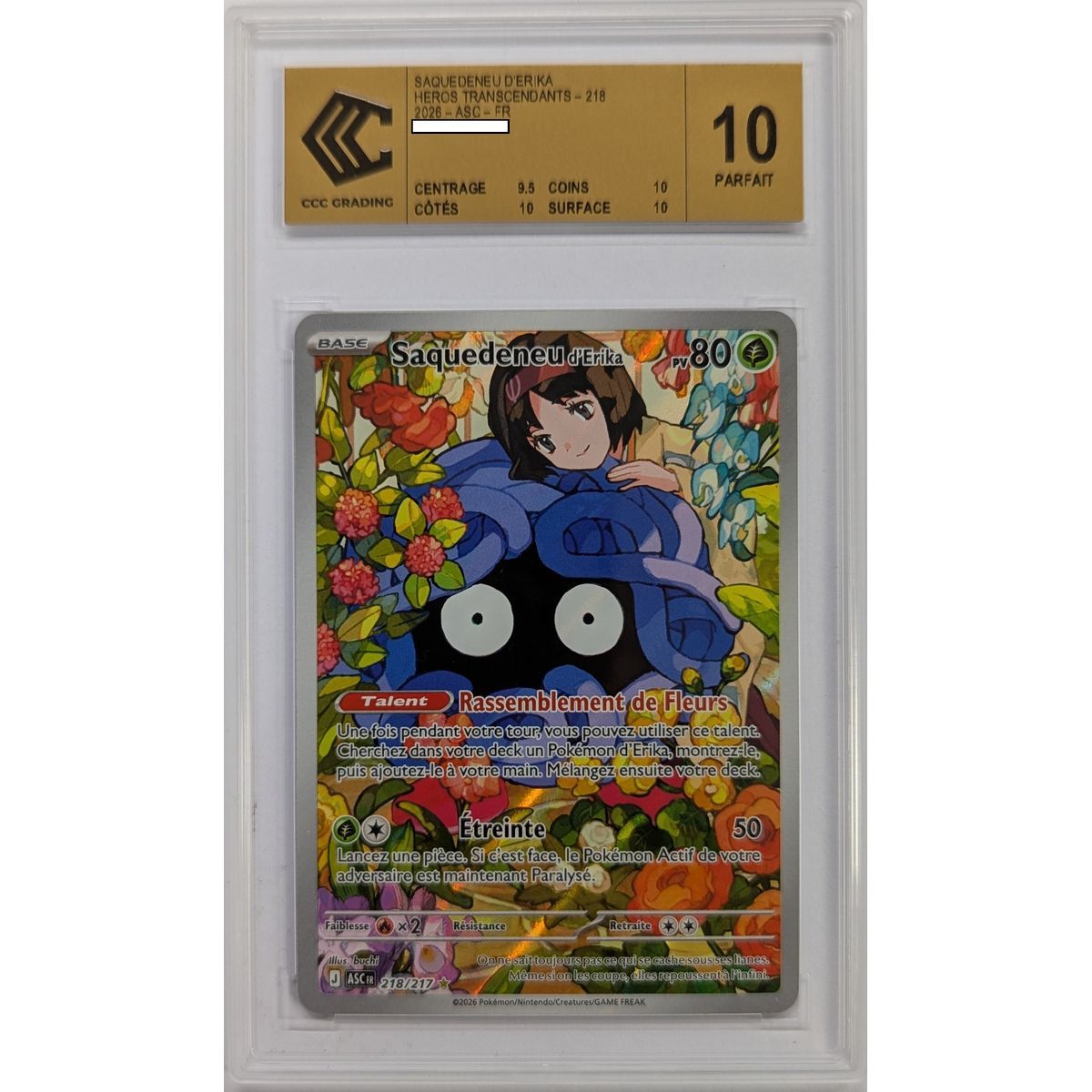 [CCC 10 - Perfect] - Graded Card - Erika's Tangela 218/217 - Mega Evolution: Transcendent Heroes - 2026 - Pokémon - French