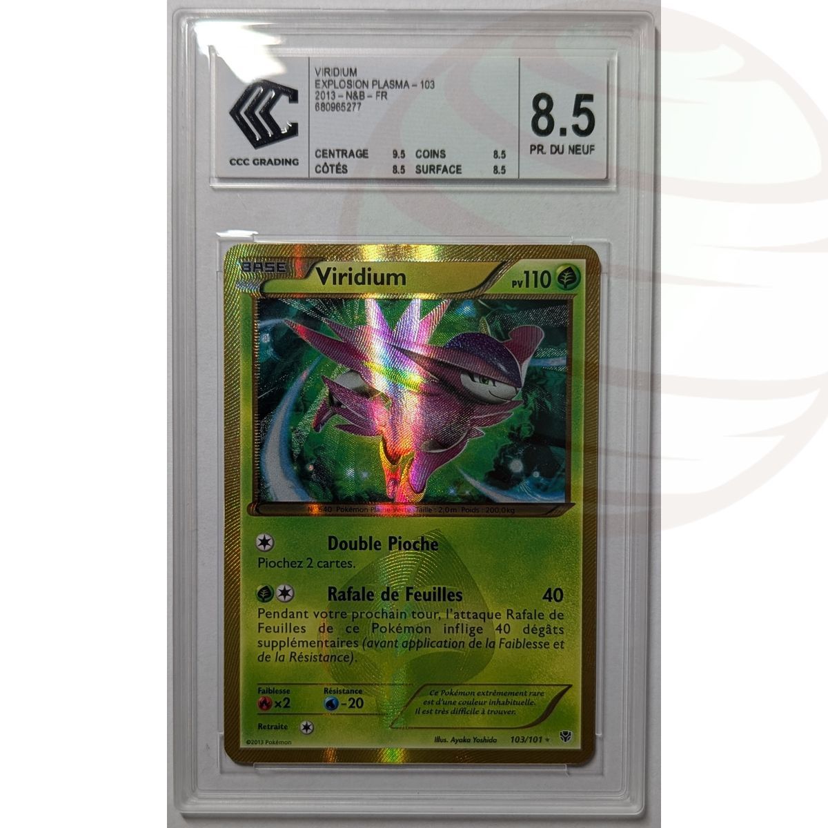 [CCC 8.5 - Pr. Du Neuf] - Graded Card - Virizion 103/101 - Black & White Plasma Blast - 2013 - Pokémon - French