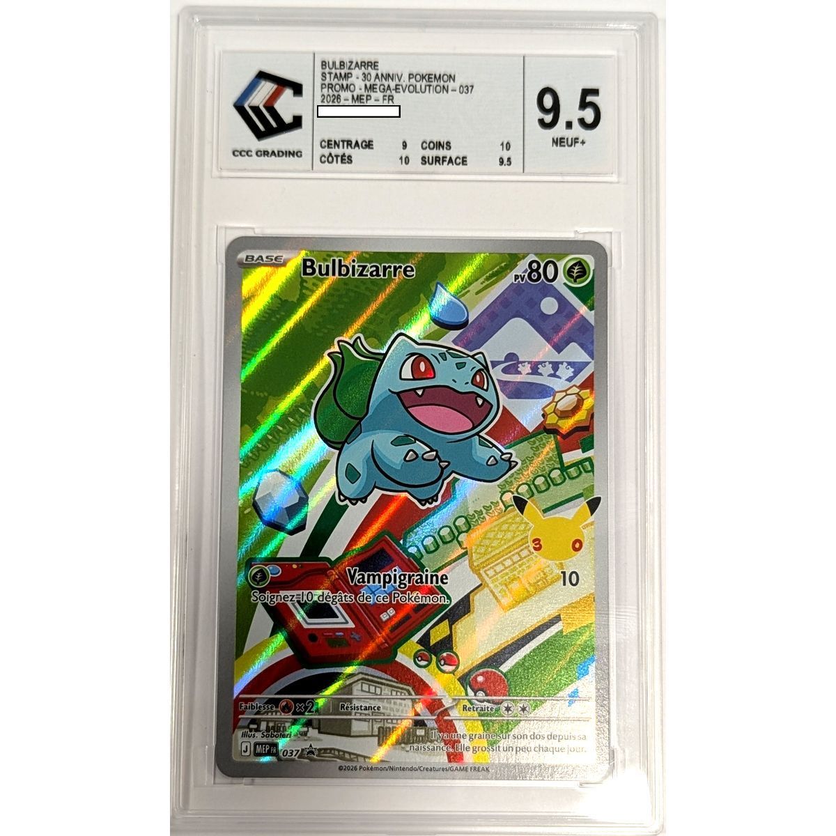 [CCC 9.5 - Mint+] - Graded Card - Bulbasaur MEP 037 - Promo - 2026 - Pokémon - French