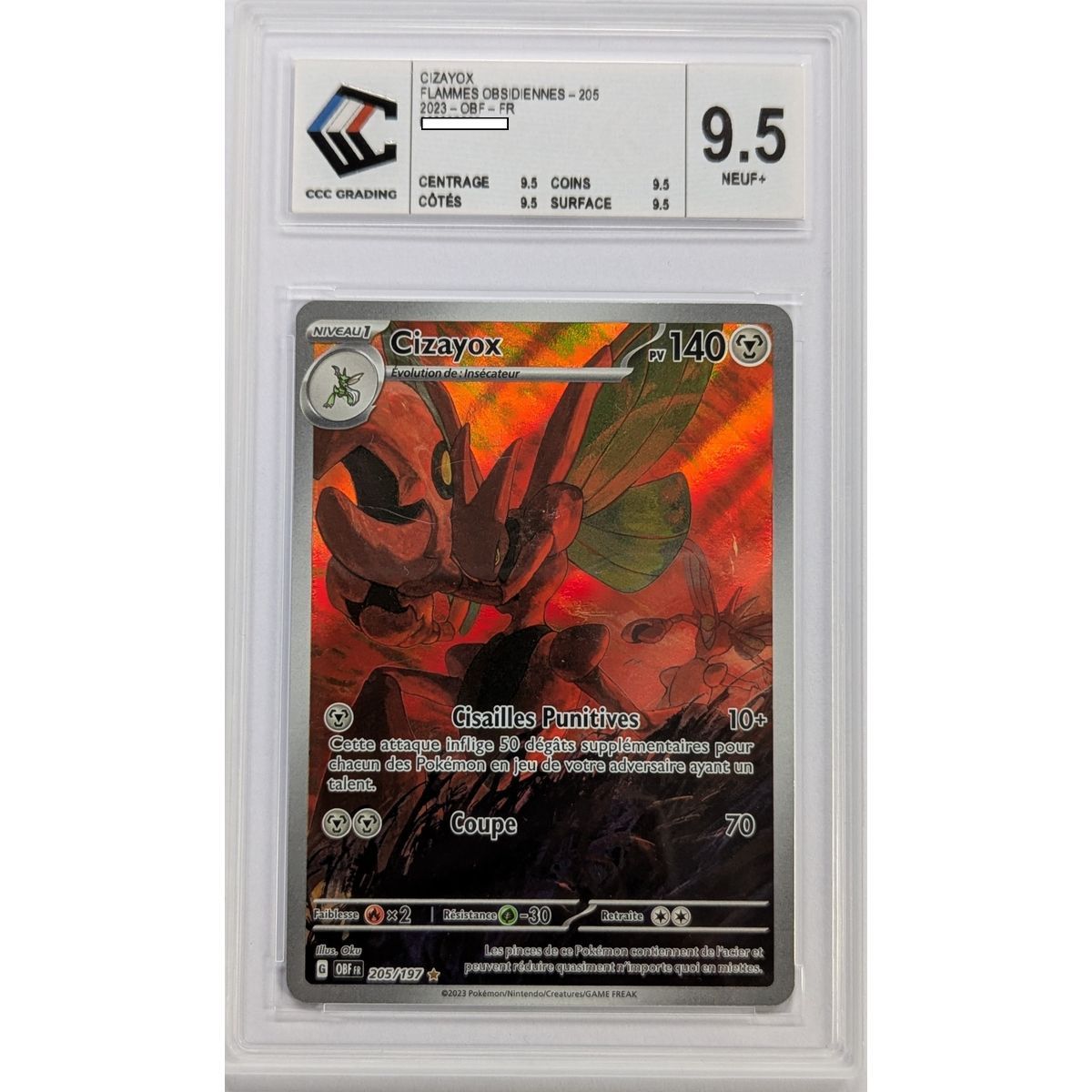 [CCC 9.5 - Nine+] - Graded Card - Scizor 205/197 - Scarlet & Purple: Obsidian Flames - 2023 - Pokémon - French
