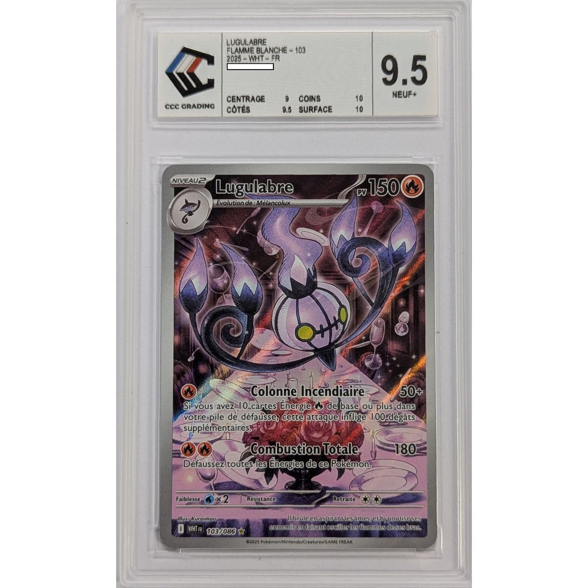 [CCC 9.5 - Nine+] - Graded Card - Chandelure 103/086 - Scarlet & Purple: White Flame - 2025 - Pokémon - French
