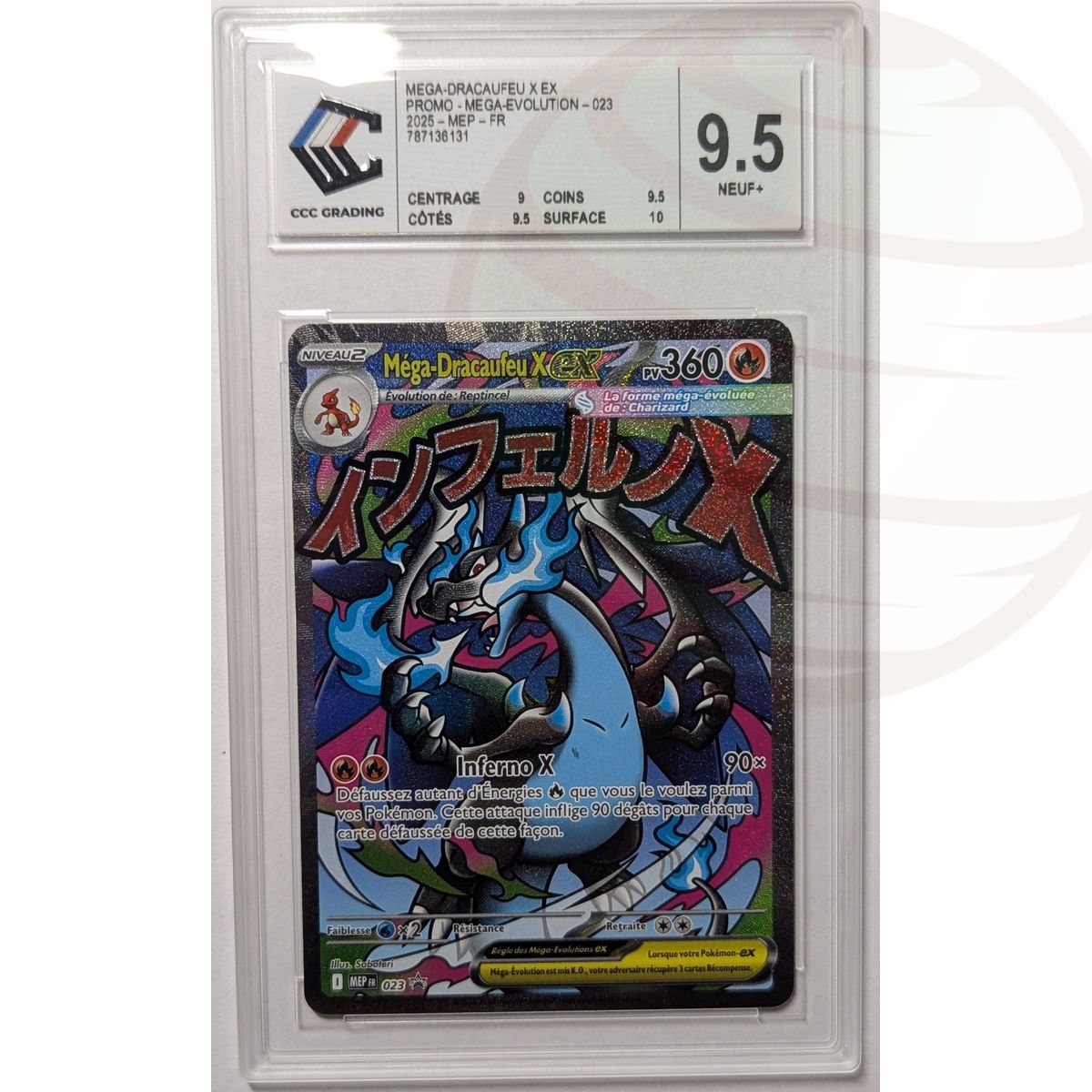 [CCC 9.5 - Mint+] - Graded Card - Mega Charizard X ex MEP023 - Mega Evolution Promo - 2025 - Pokémon - French