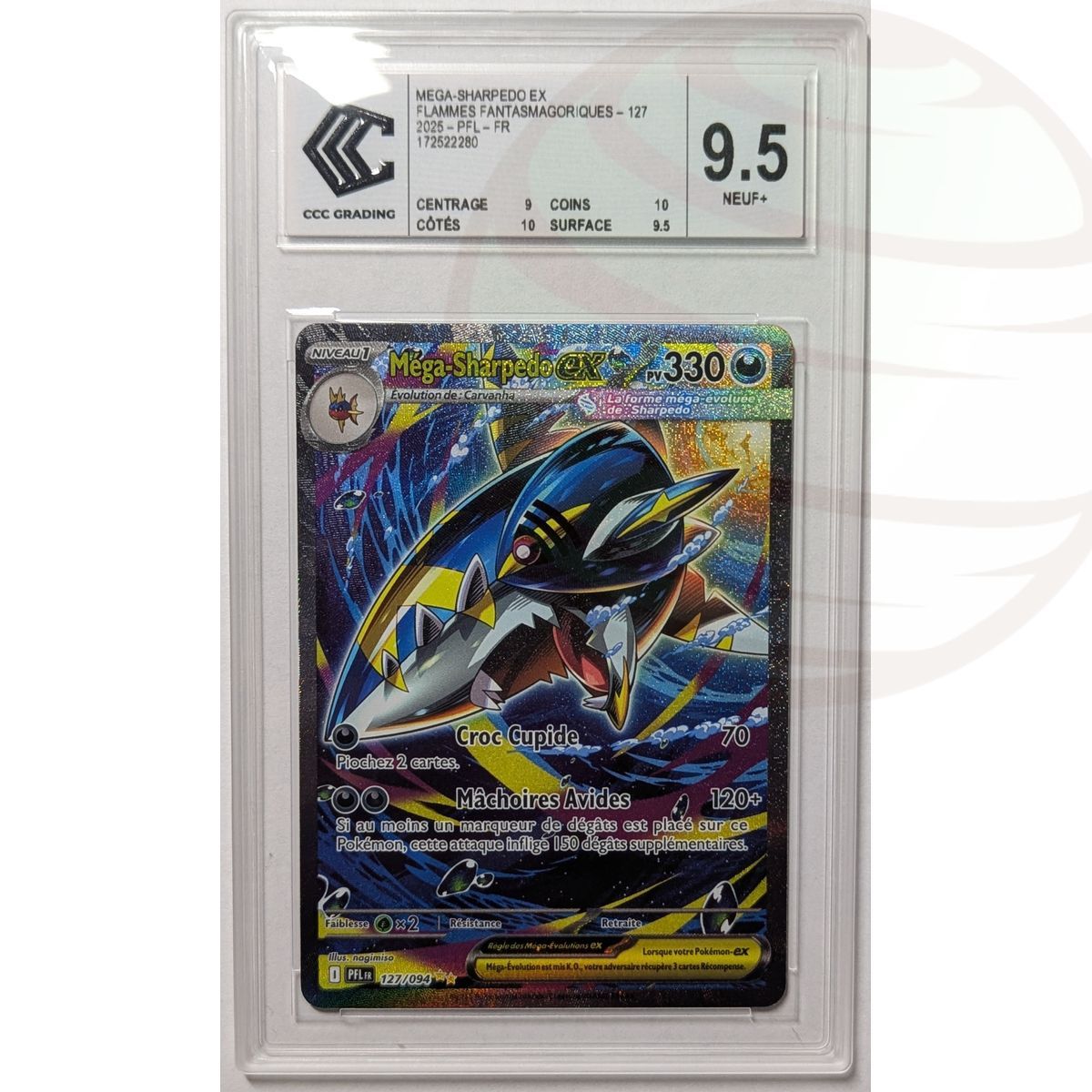 [CCC 9.5 - Nine+] - Graded Card - Mega Sharpedo ex 127/094 - Mega Evolution: Phantasmal Flames - 2025 - Pokémon - French