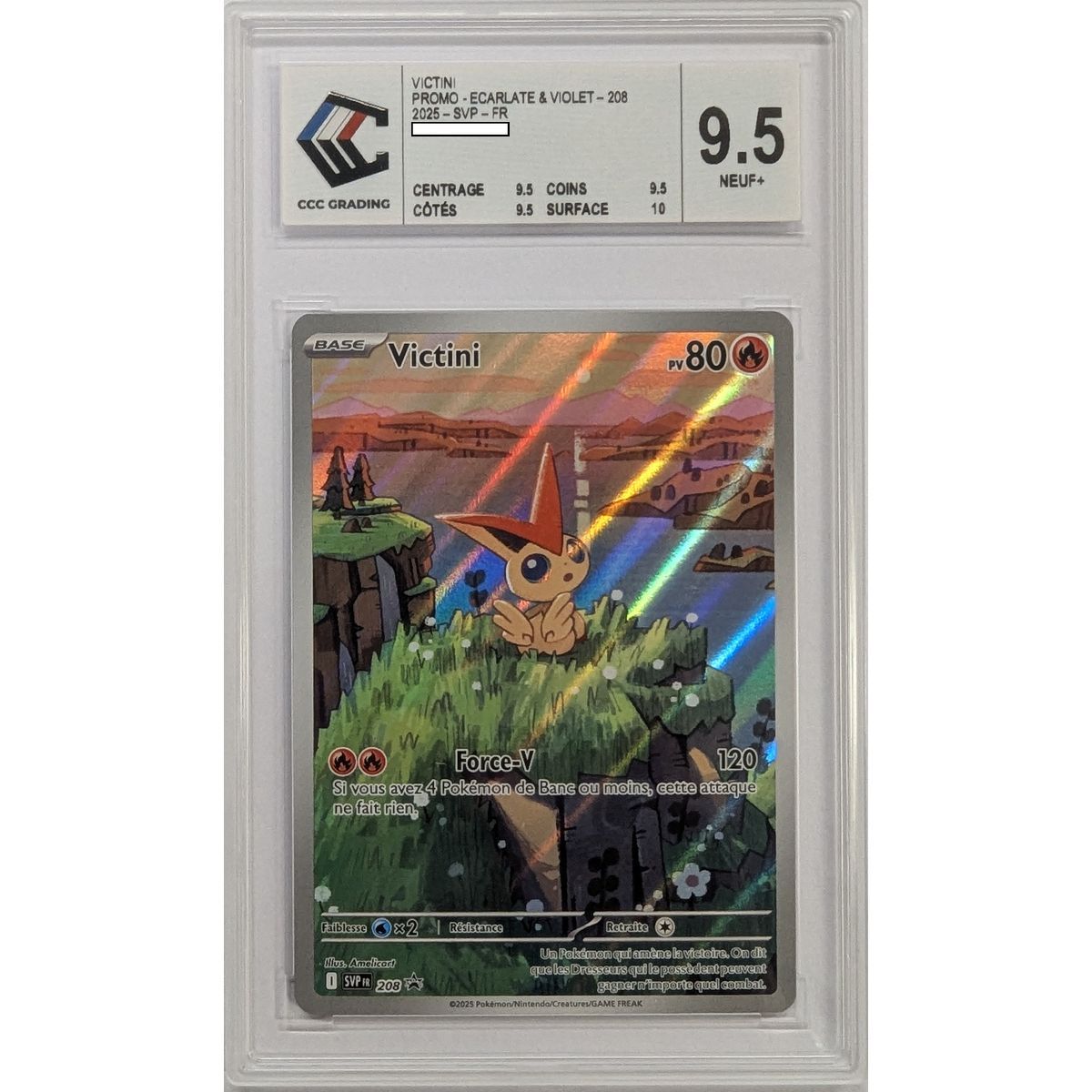 [CCC 9.5 - Mint+] - Graded Card - Victini SVP 208 - Promo - 2025 - Pokémon - French