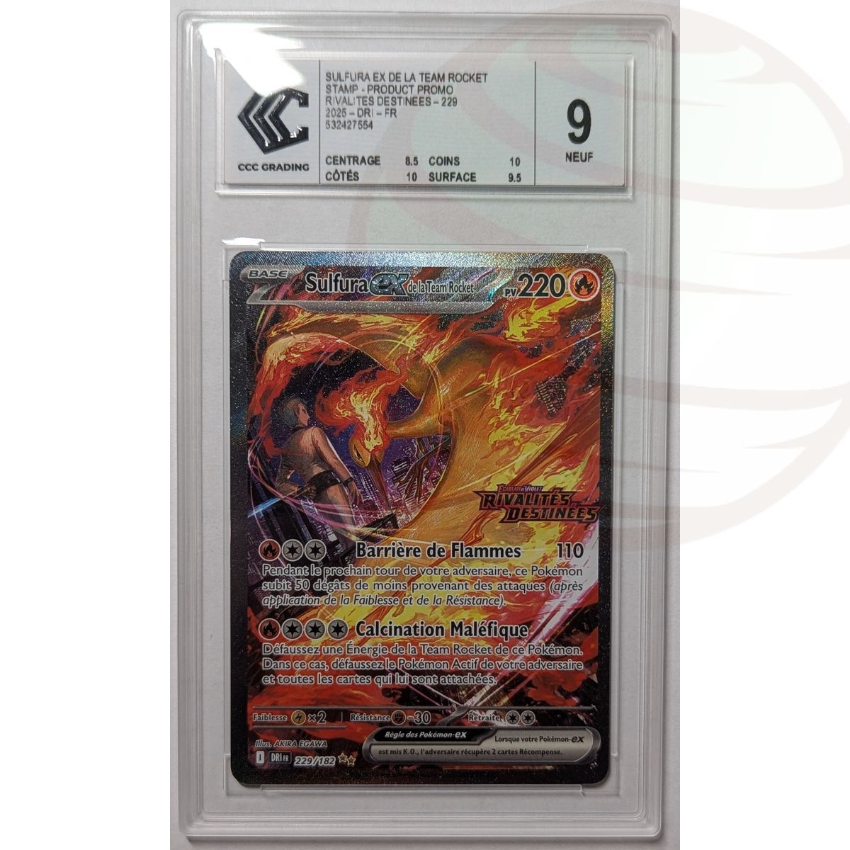 [CCC 9 - New] - Graded Card - Moltres ex of Team Rocket 229/182 - E&V Destiny Rivalries Promo - 2025 - Pokémon - French
