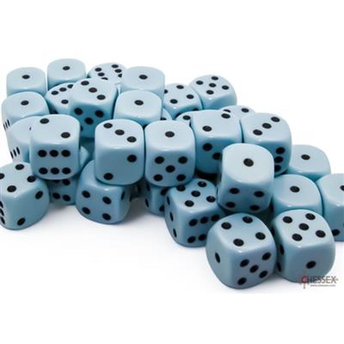 Chessex - Dice -Pastel Pastel Blue/black - Set of 36 Dice of 6 - 12mm