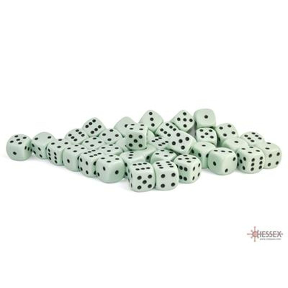 Chessex - Dice -Pastel Pastel Green/black - Set of 36 Dice of 6 - 12mm