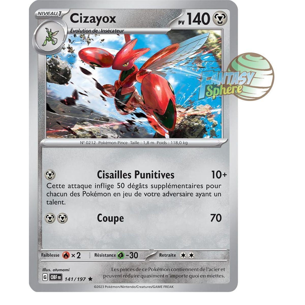 Scizor - Holo Rare 141/197 - Scarlet and Violet Obsidian Flames