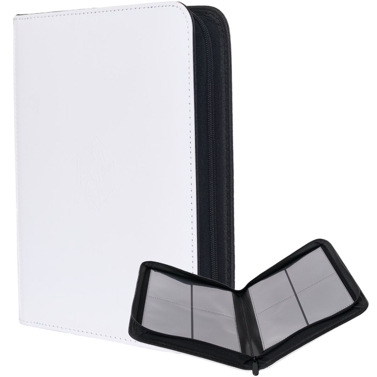 Premium White Toploader Binder - 144 Cards - 4-Pocket Zip Binder - Newave Collectibles