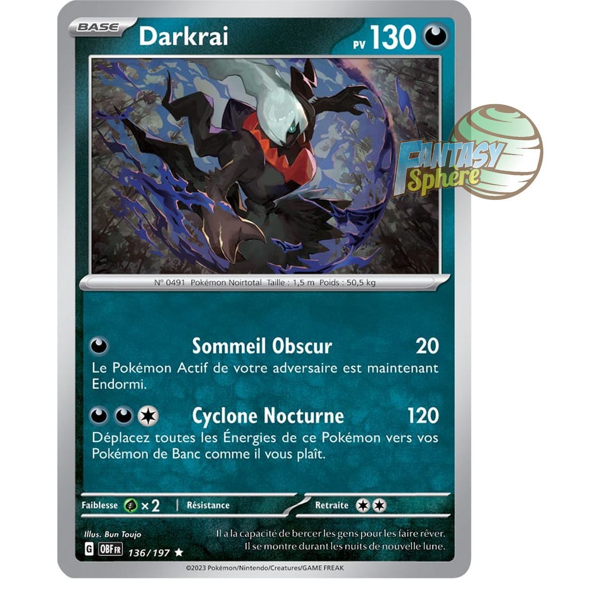 Darkrai - Holo Rare 136/197 - Scarlet and Violet Obsidian Flames