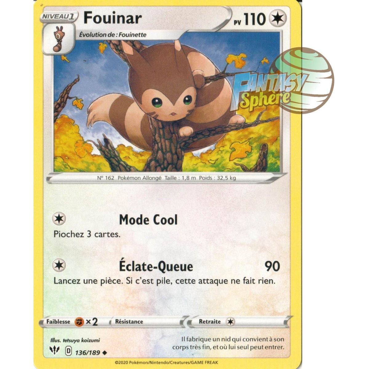 Fouinar - Uncommon 136/189 - Sword and Shield 3 Burning Darkness