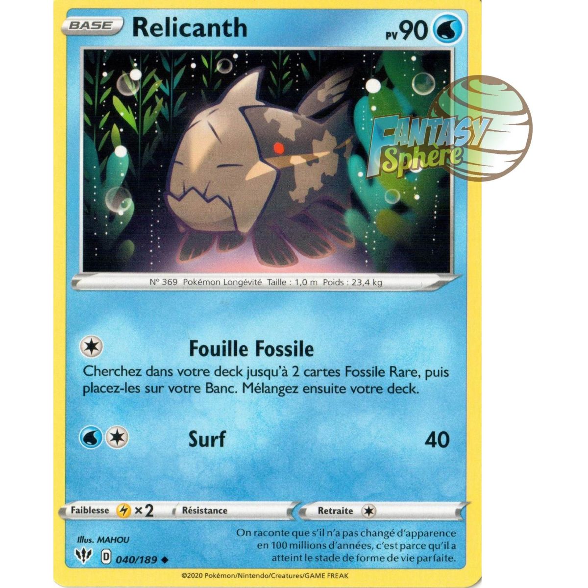 Relicanth - Uncommon 40/189 - Sword and Shield 3 Burning Darkness