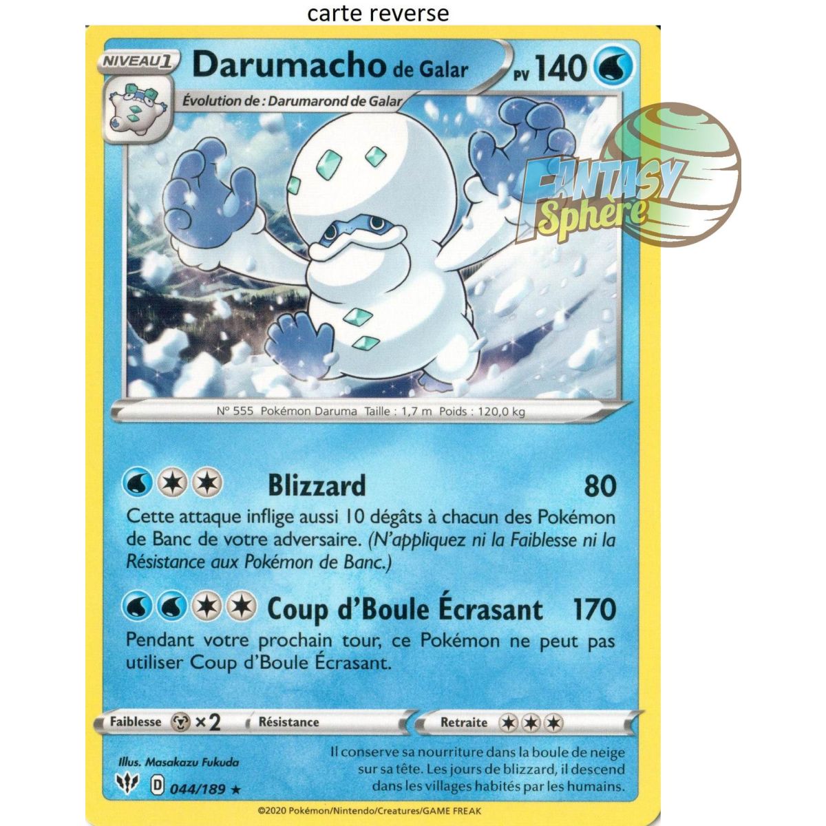 Item Galarian Darumacho - Reverse 44/189 - Sword and Shield 3 Blazing Darkness