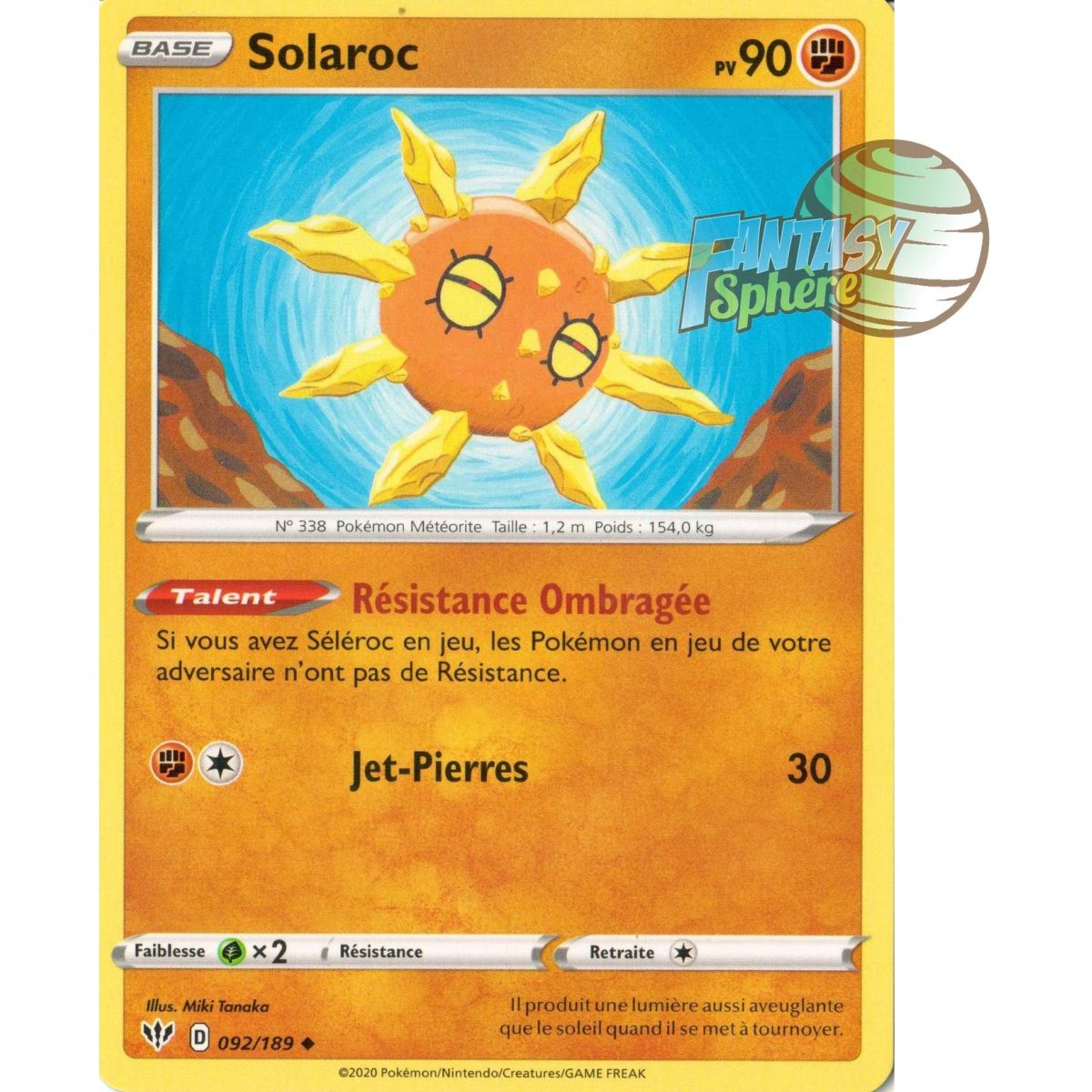 Solaroc - Uncommon 92/189 - Sword and Shield 3 Darkness Ablaze