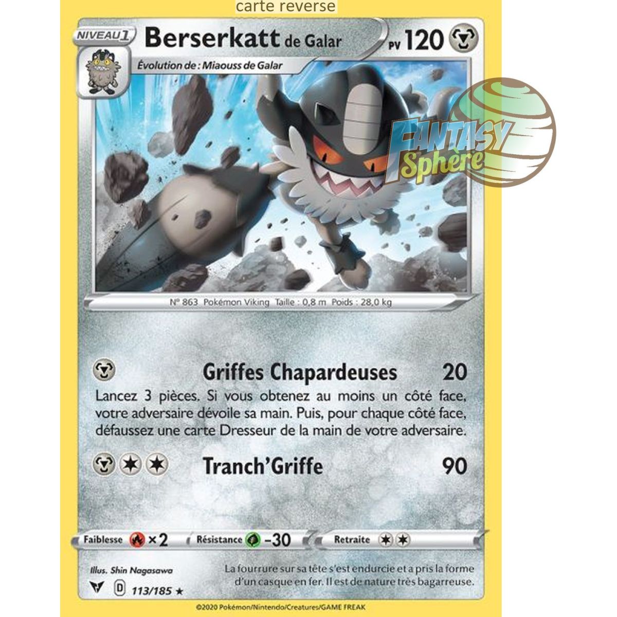 Galarian Berserkatt - Reverse 113/185 - Sword and Shield 4 Radiant Voltage