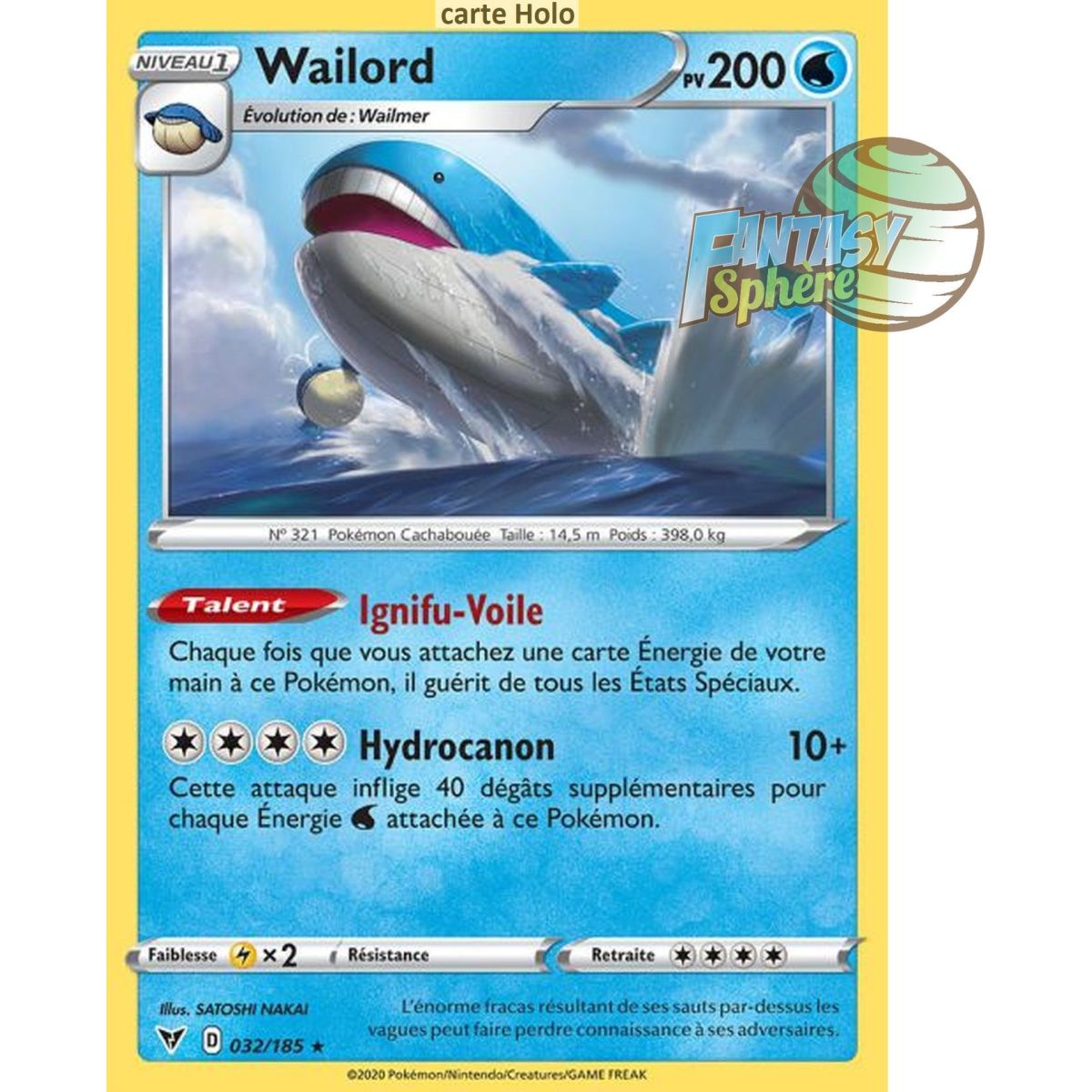Wailord - Holo Rare 32/185 - Sword and Shield 4 Voltage Radiant
