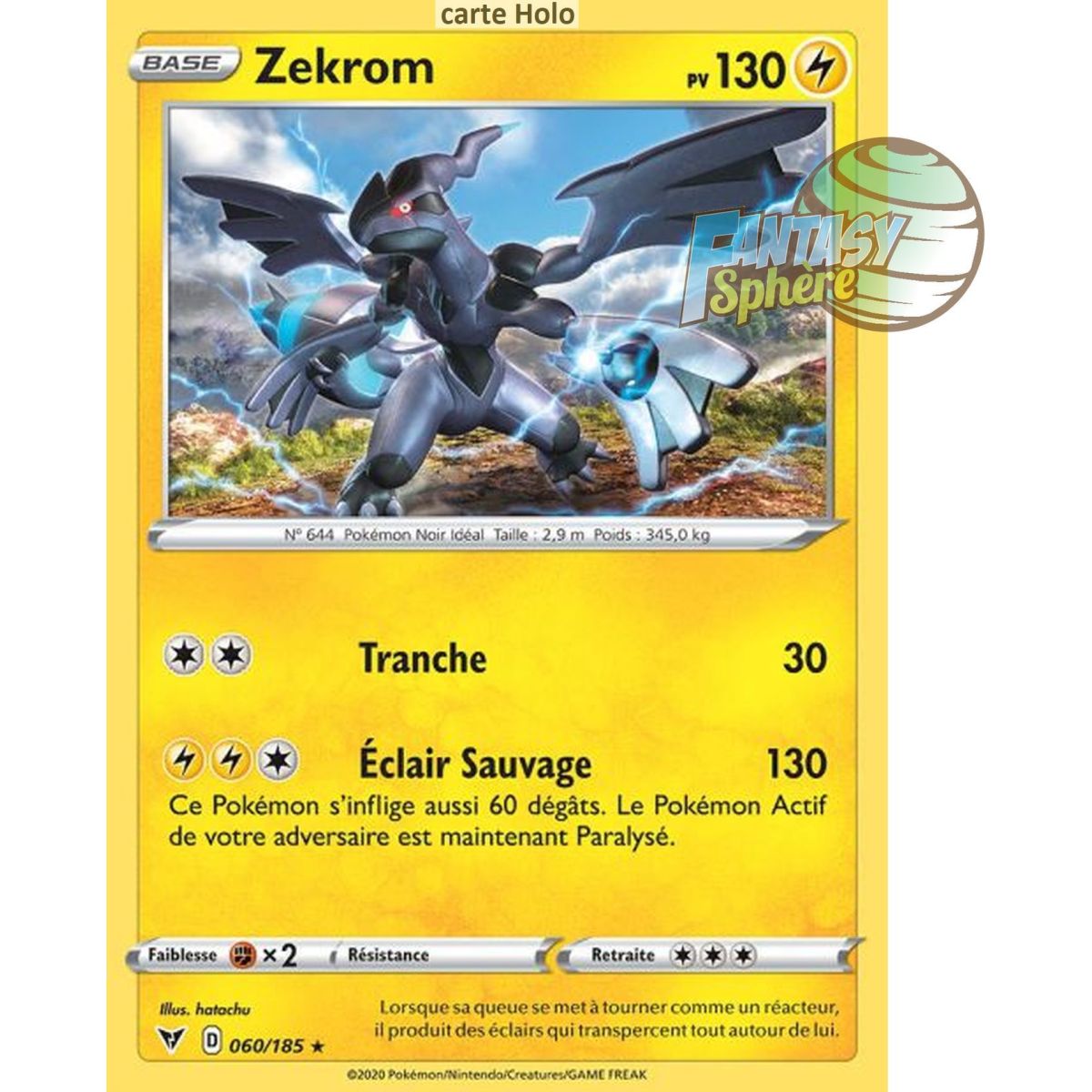 Zekrom - Holo Rare 60/185 - Sword and Shield 4 Voltage Radiant