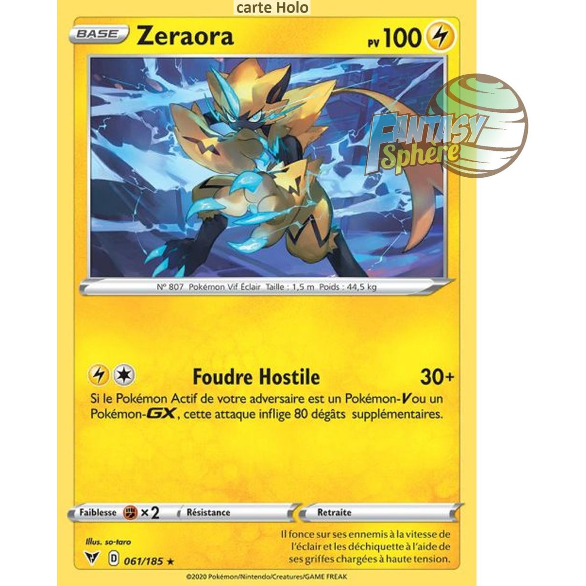Zeraora - Holo Rare 61/185 - Sword and Shield 4 Radiant Voltage