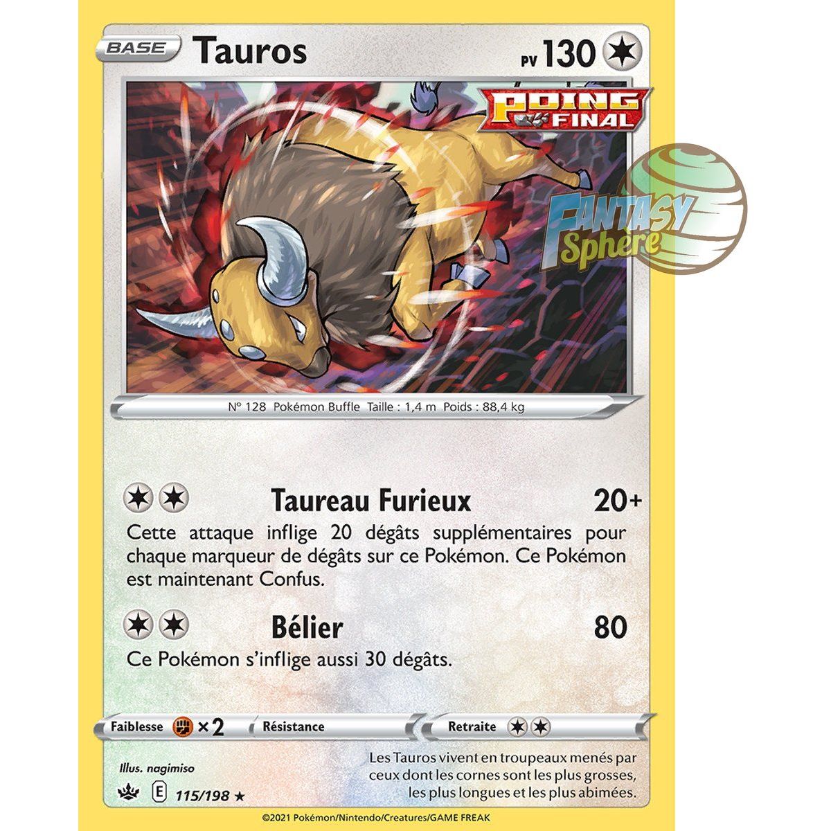 Tauros - Holo Rare 115/198 - Sword and Shield 6 Reign of Ice