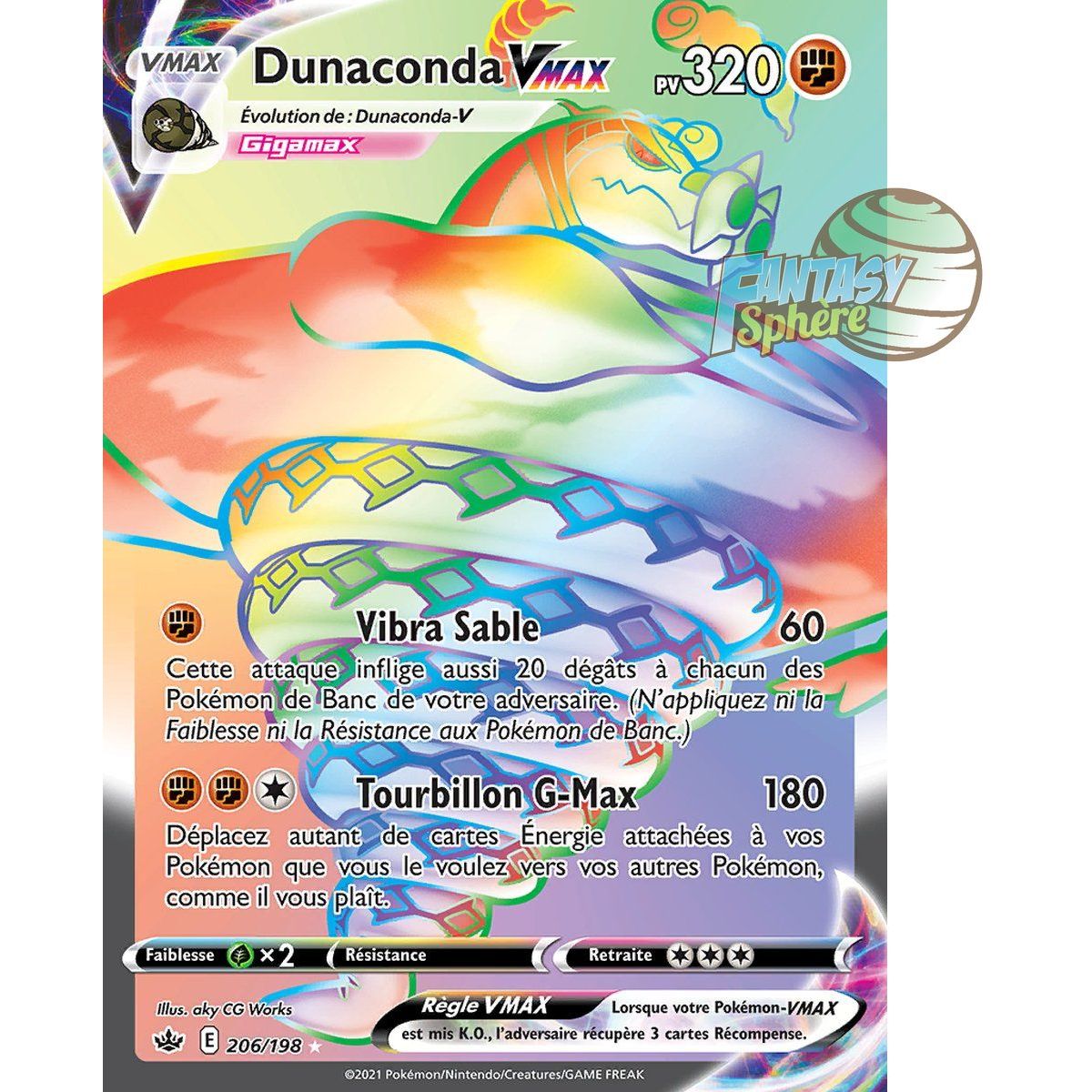 Dunaconda VMAX - Secret Rare 206/198 - Sword and Shield 6 Reign of Ice