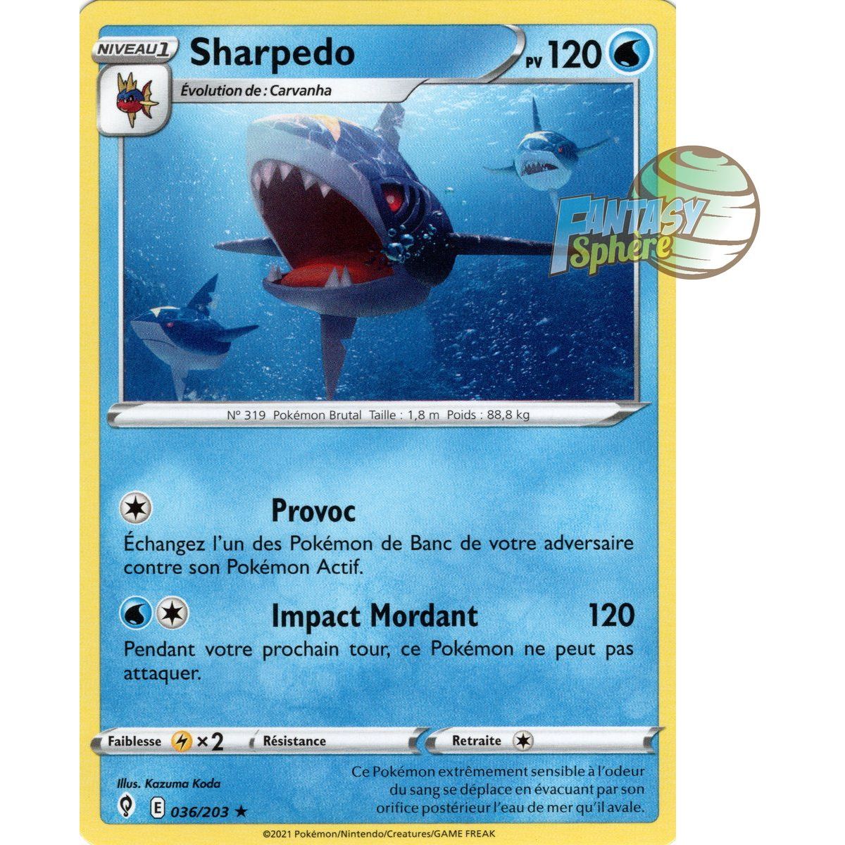 Sharpedo - Rare 36/203 - Sword and Shield 7 Evolution Celeste