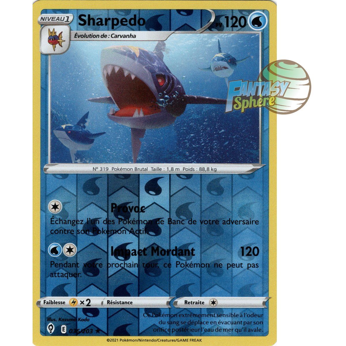 Sharpedo - Reverse 36/203 - Sword and Shield 7 Evolution Celeste