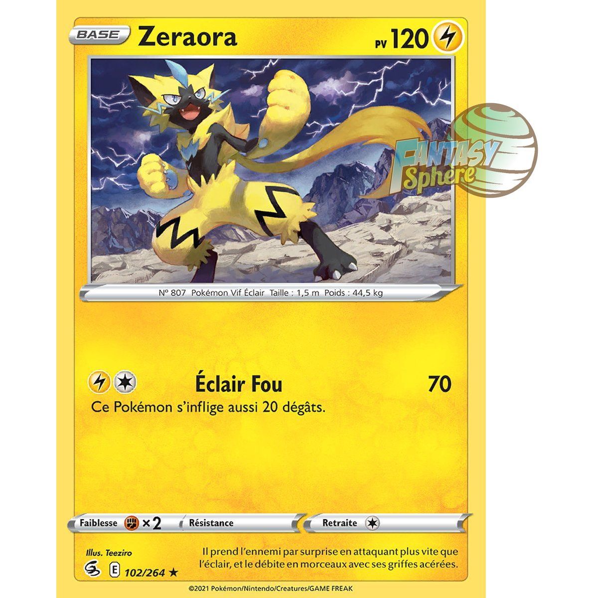 Zeraora - Rare 102/264 - Sword and Shield 8 Fusion Fist