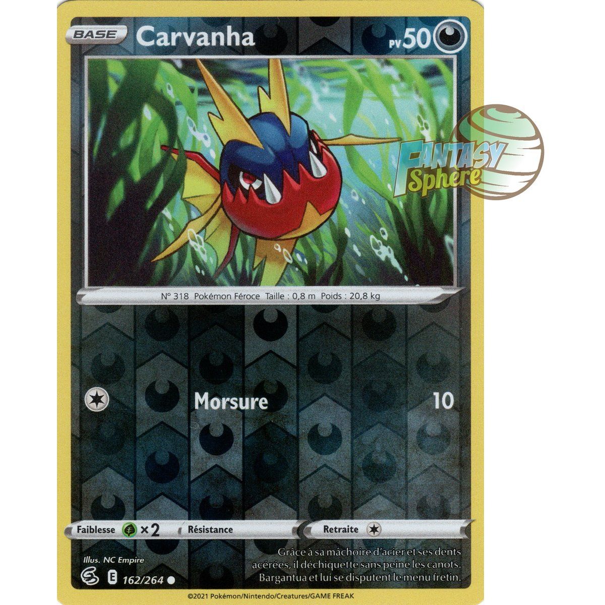 Carvanha - Reverse 162/264 - Sword and Shield 8 Fist of Fusion