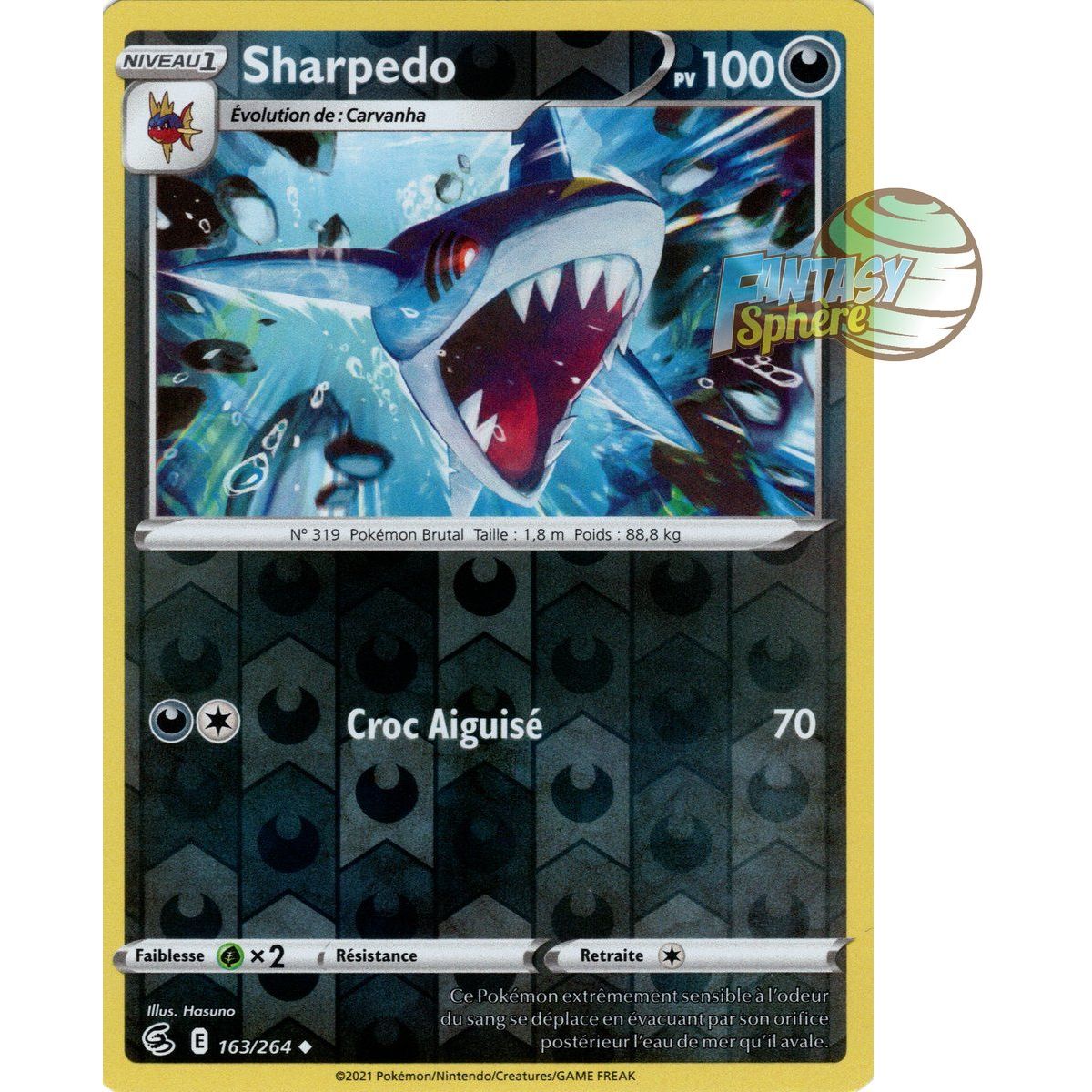 Sharpedo - Reverse 163/264 - Sword and Shield 8 Fist of Fusion