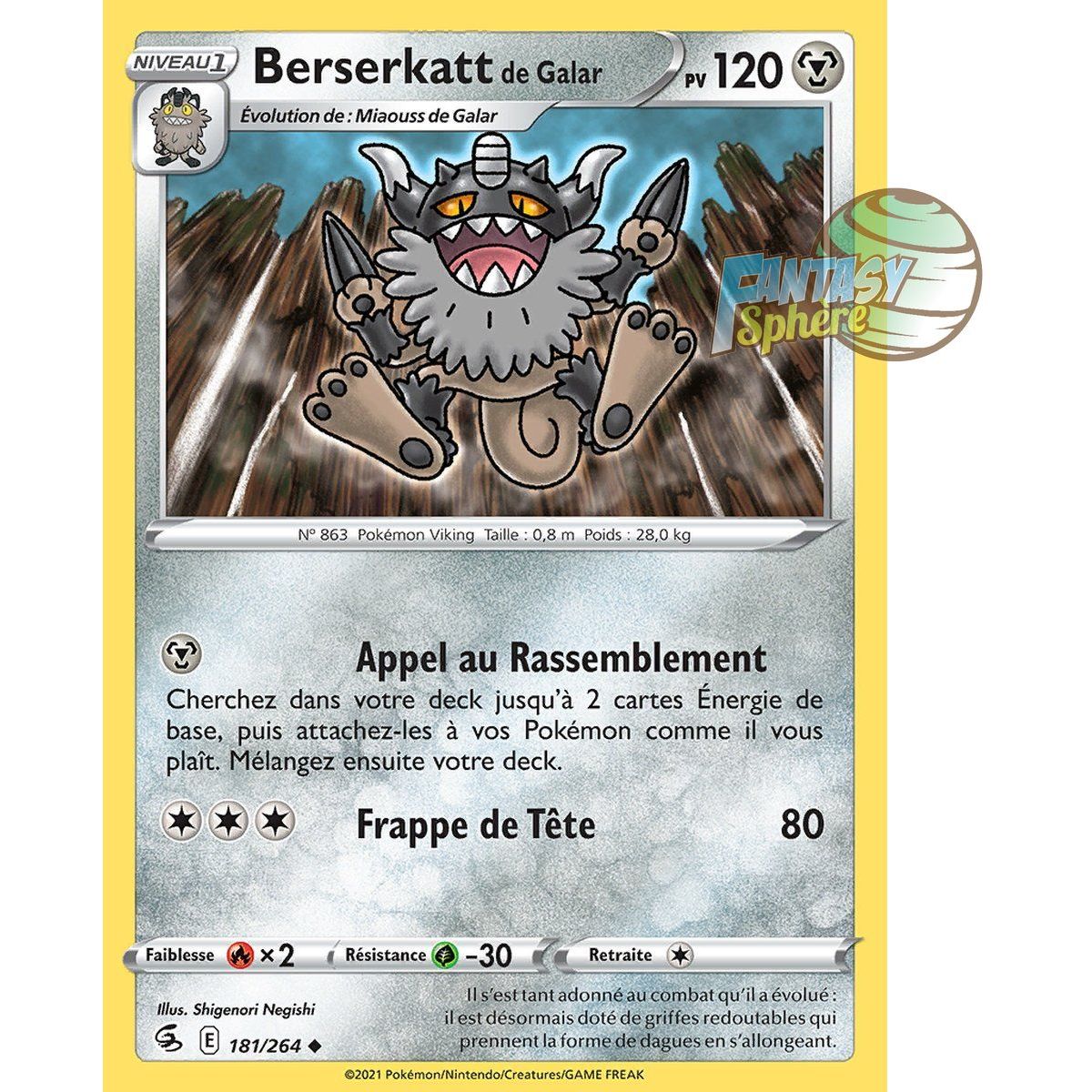 Galarian Berserkatt - Uncommon 181/264 - Sword and Shield 8 Fusion Fist