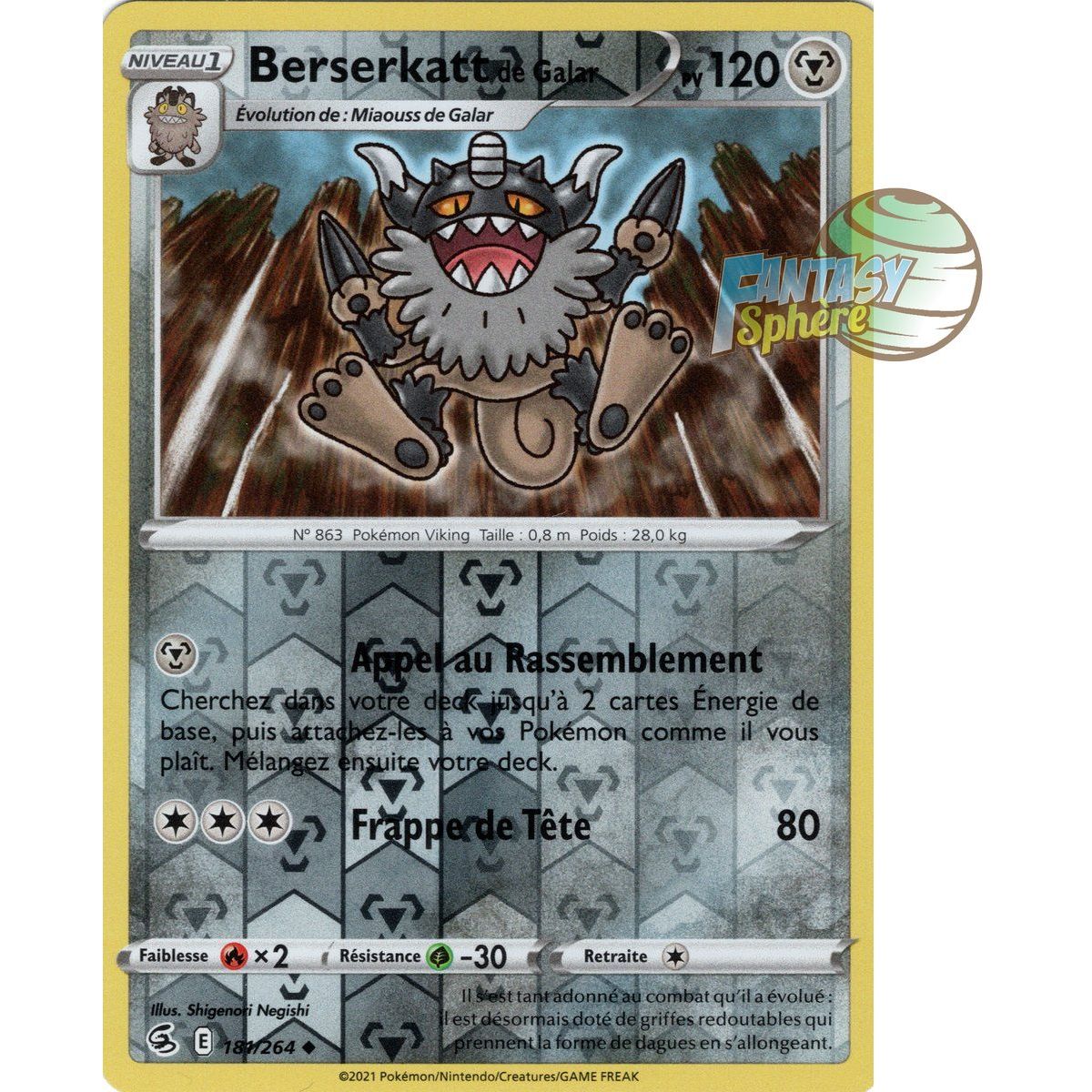 Galarian Berserkatt - Reverse 181/264 - Sword and Shield 8 Fusion Fist