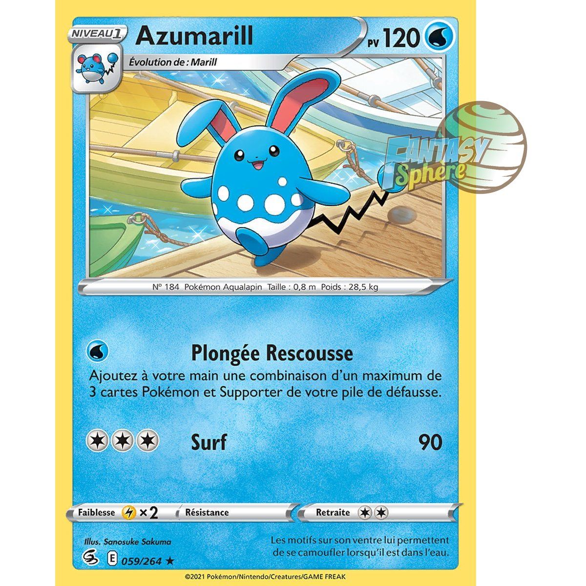 Azumarill - Rare 59/264 - Sword and Shield 8 Fusion Fist