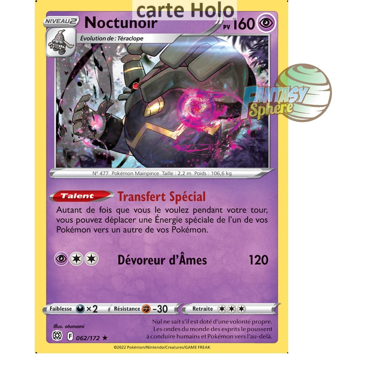 Noctunoir - Holo Rare 62/172 - Sword and Shield 9 Sparkling Stars