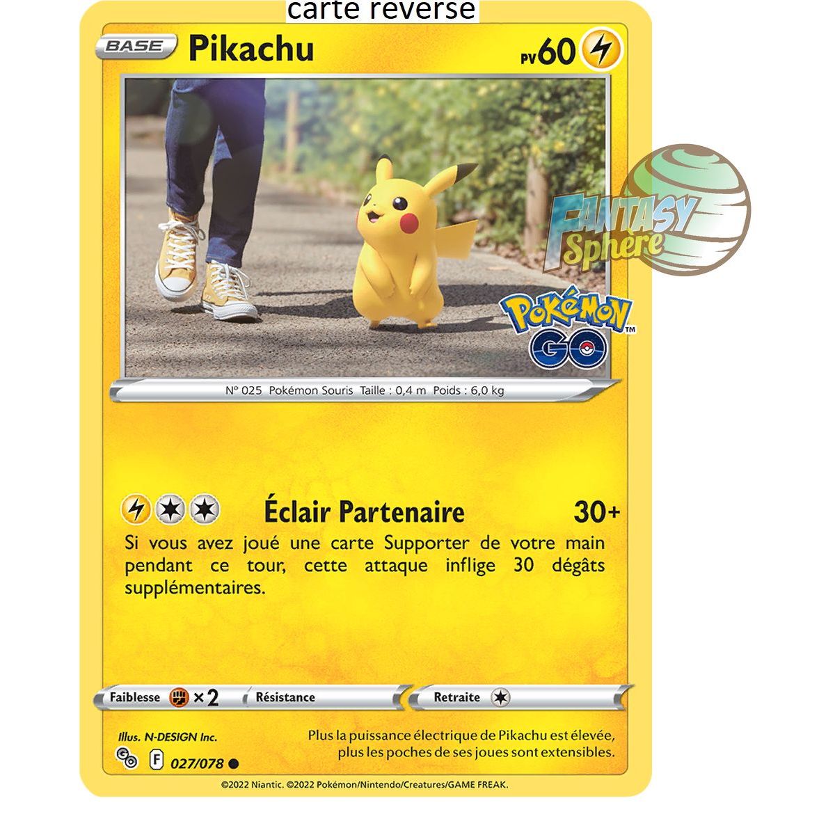 Pikachu - Reverse 27/78 - Sword and Shield 10.5 Pokemon GO